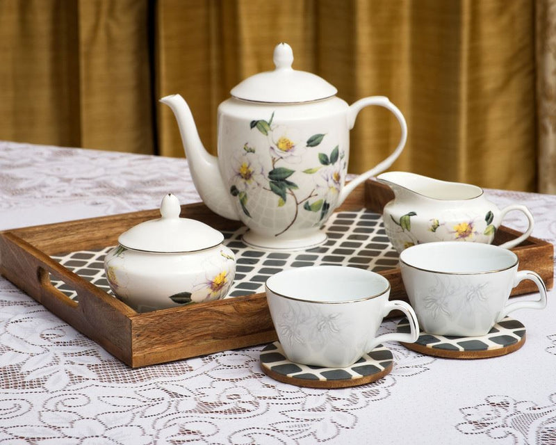 Serving Tray with Coasters Set - Moroccan Texture