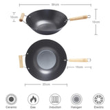 Carbon Steel Non Stick Wok with Sturdy Wooden Handle