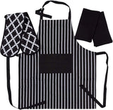 Apron, Oven Mitt & Kitchen Tea Towels Set - Pack of 4