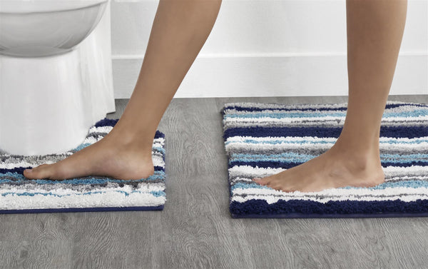 Rectangle Bath Mat and U Shaped Contour - Non Slip Microfiber