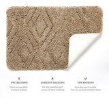 Bath Mats - Set of 2 - Diamond Design - Non Slip Microfibre Plush Soft