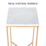 Side Table with Real Marble Top & Sturdy Rectangular Legs