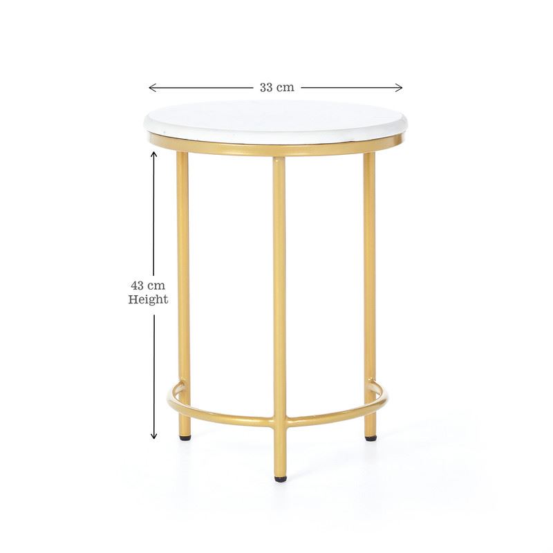 Nesting Coffee Side Tables - Round shaped Marble Top with Steel Frame