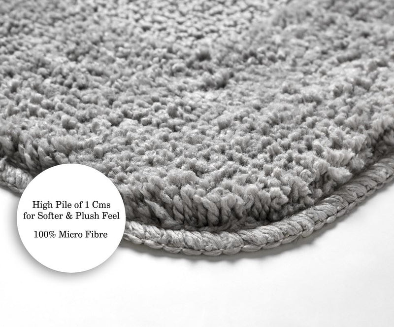 Bath mat and Contour Set - Non Slip Microfibre Plush Soft