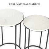 Penguin Home® Set of 2 White Marble Side Tables