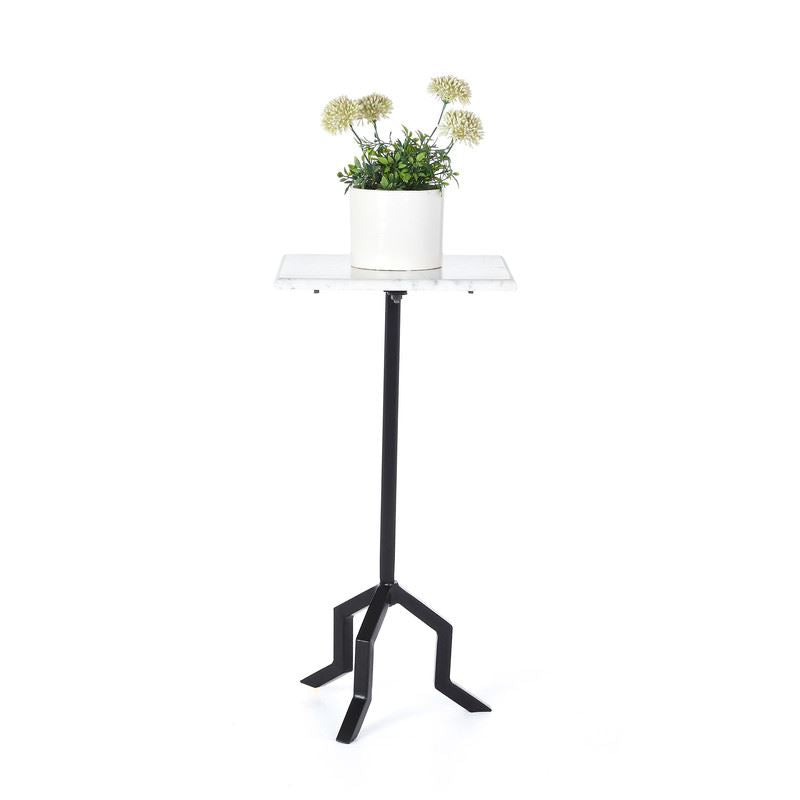 Penguin Home® Side Table, Marble & Iron, White & Black