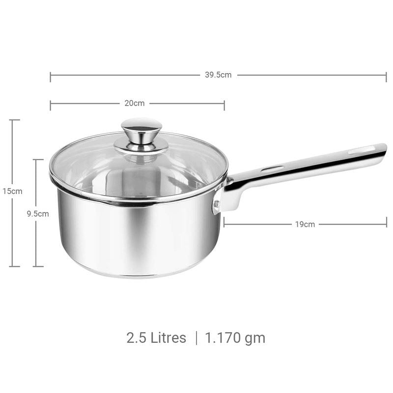 Stainless Steel Sauce Pan with Glass Lid
