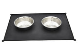 Feeding Mat with 2 Pet Bowls