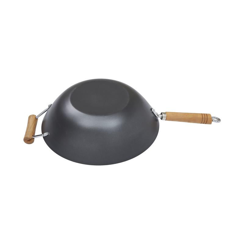 Carbon Steel Non Stick Wok with Sturdy Wooden Handle
