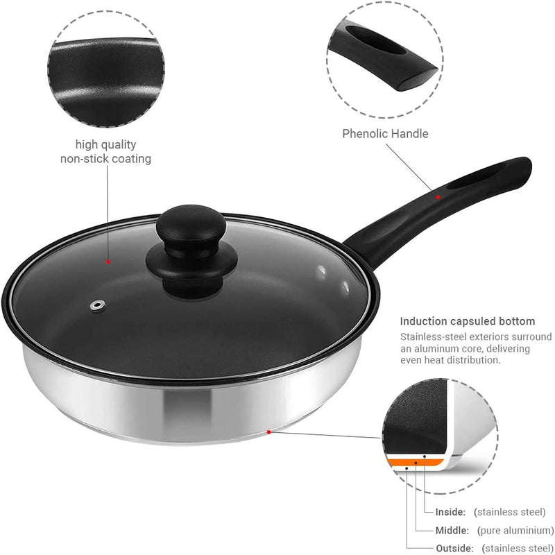  Zerodeko 1pc Stainless Steel Pot Lid Electric Skillets Nonstick  with Lids 24 Inch Glass Pot Pan Lids Universal Melt Dome Babish Cookware  Durable Cooking Cover Baby With Cover Gland: Home 