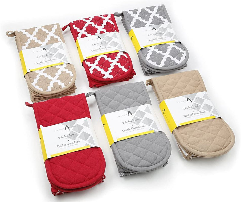 Oven Glove & Kitchen Tea Towels - Set of 3