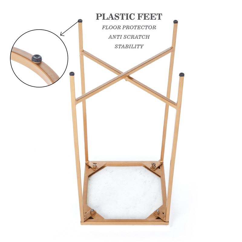 Marble Side Table - White & Light Gold