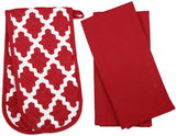 Oven Glove & Kitchen Tea Towels - Set of 3