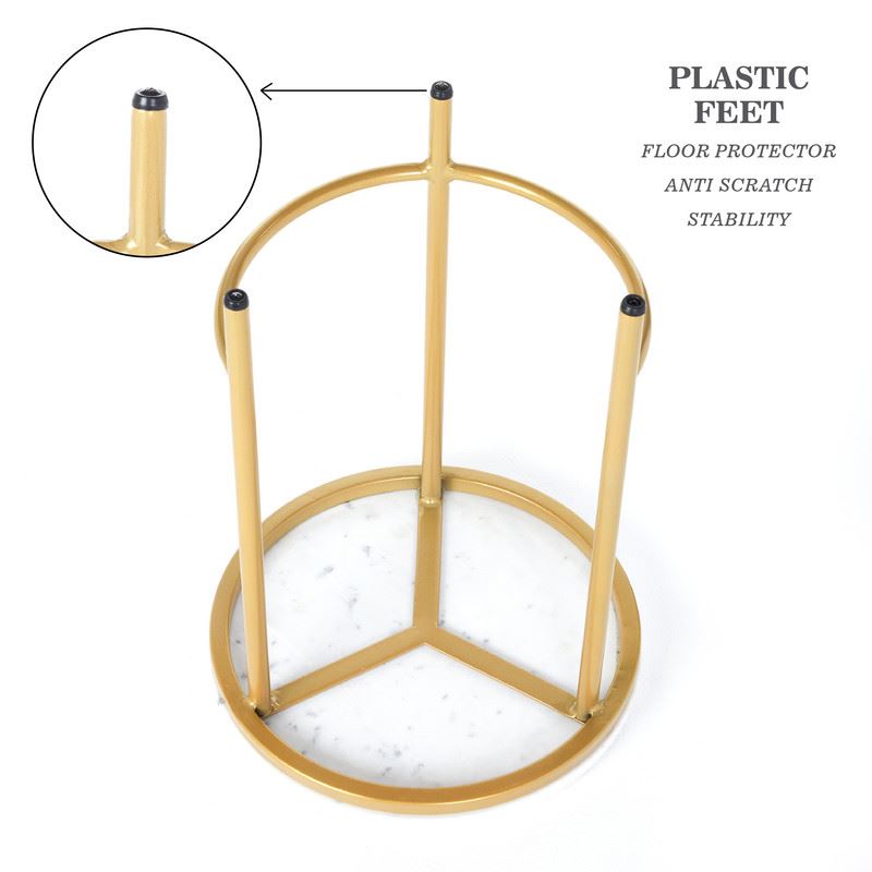 Nesting Coffee Side Tables - Round shaped Marble Top with Steel Frame