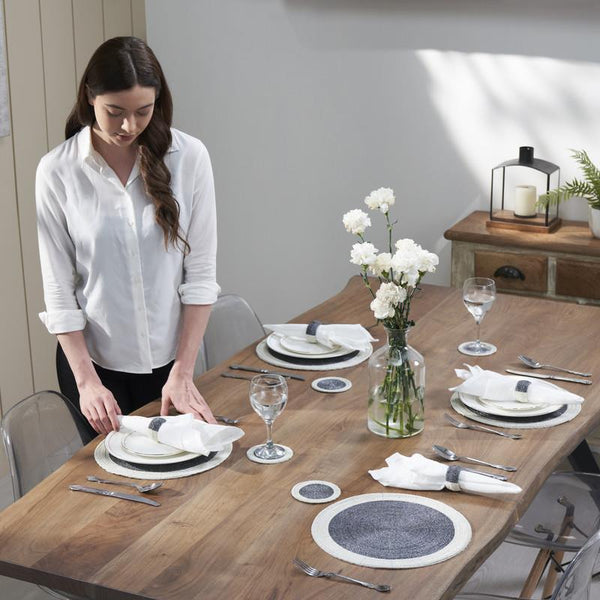 Tischsets, Untersetzer und Serviettenringe im Set – handgefertigte Glasperlen