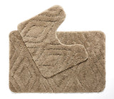 Bath Mats - Set of 2 - Diamond Design - Non Slip Microfibre Plush Soft