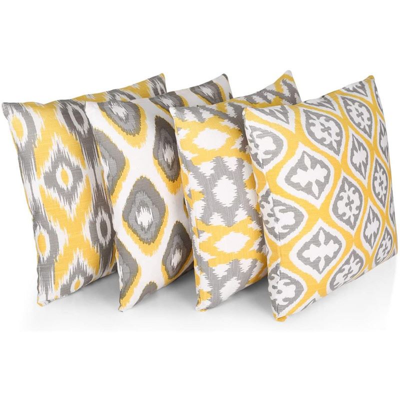 Pack of 4 Ikat Printed Double Sided Cushion Covers