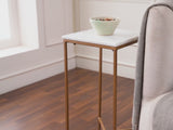 Penguin Home® Side Table, Marble & Iron, White & Black