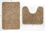 Bath Mats - Set of 2 - Diamond Design - Non Slip Microfibre Plush Soft