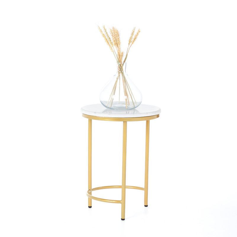 Nesting Coffee Side Tables - Round shaped Marble Top with Steel Frame