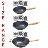 Carbon Steel Non Stick Wok with Sturdy Wooden Handle