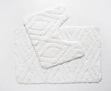 Bath Mats - Set of 2 - Diamond Design - Non Slip Microfibre Plush Soft