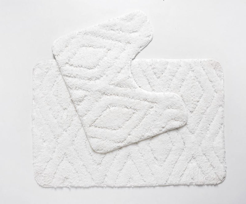 Bath Mats - Set of 2 - Diamond Design - Non Slip Microfibre Plush Soft