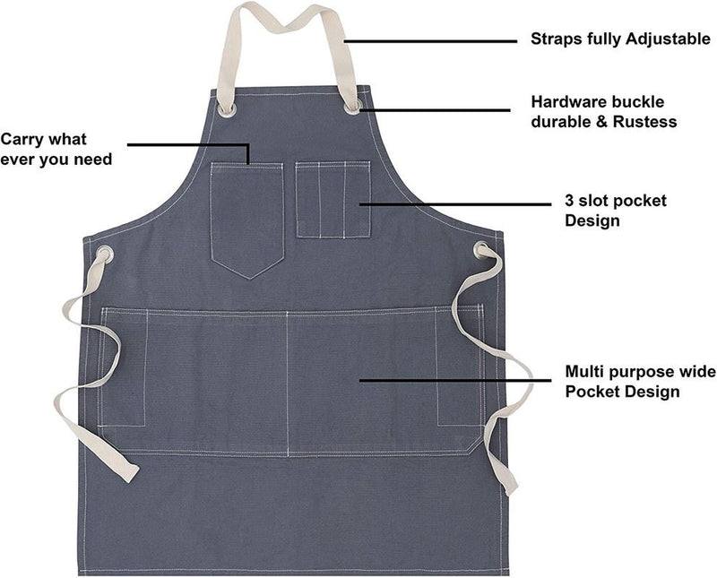 Denim Kitchen Apron - Stone Washed Cotton - 80 x 70 cm