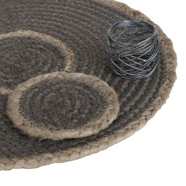 Tischsets, Untersetzer und Serviettenringe – handgefertigt aus Jute und Polyester