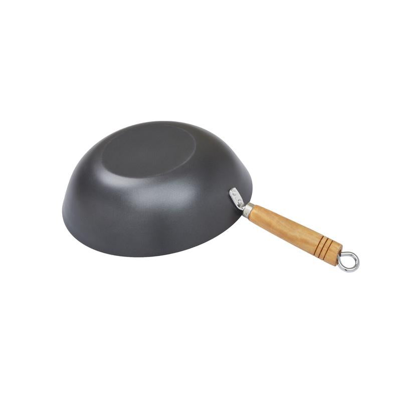 Carbon Steel Non Stick Wok with Sturdy Wooden Handle