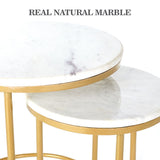 Nesting Coffee Side Tables - Round shaped Marble Top with Steel Frame
