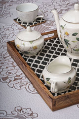 Serving Tray with Coasters Set - Checked Design