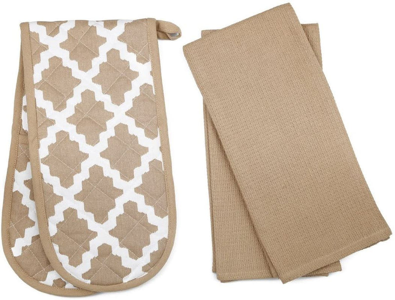 Oven Glove & Kitchen Tea Towels - Set of 3