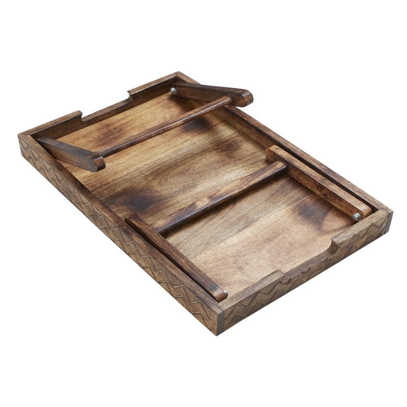 Breakfast Bed Tray - Foldable & Sturdy Mango Wood