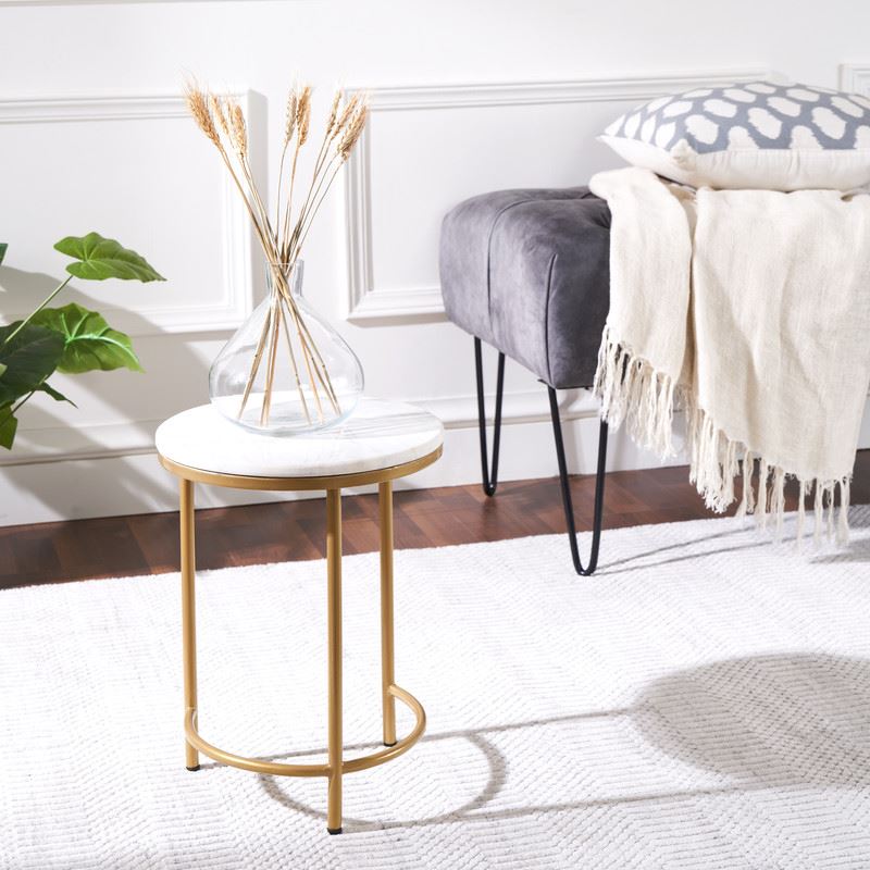 Nesting Coffee Side Tables - Round shaped Marble Top with Steel Frame