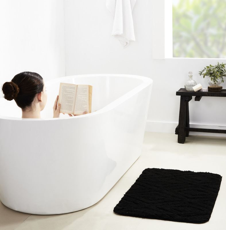 Badematten – 2er-Set – Diamant-Design – rutschfester Mikrofaser-Plüsch, weich