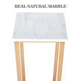 Side Table with Real Marble Top & Sturdy Rectangular Legs