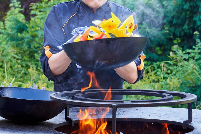 Carbon Steel Non Stick Wok with Sturdy Wooden Handle