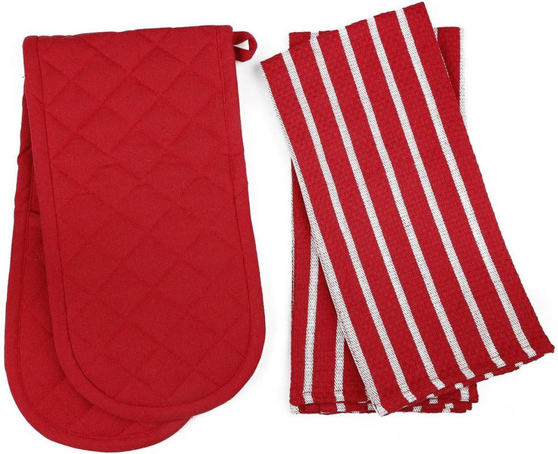 Oven Glove & Kitchen Tea Towels - Set of 3