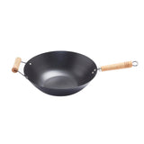 Carbon Steel Non Stick Wok with Sturdy Wooden Handle