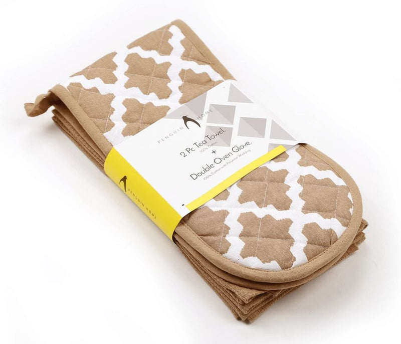 Oven Glove & Kitchen Tea Towels - Set of 3