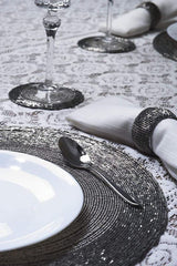 Placemats, Coasters & Napkin Rings Set - Handcrafted Glass Beaded