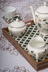 Serving Tray with Coasters Set - Diamond Design