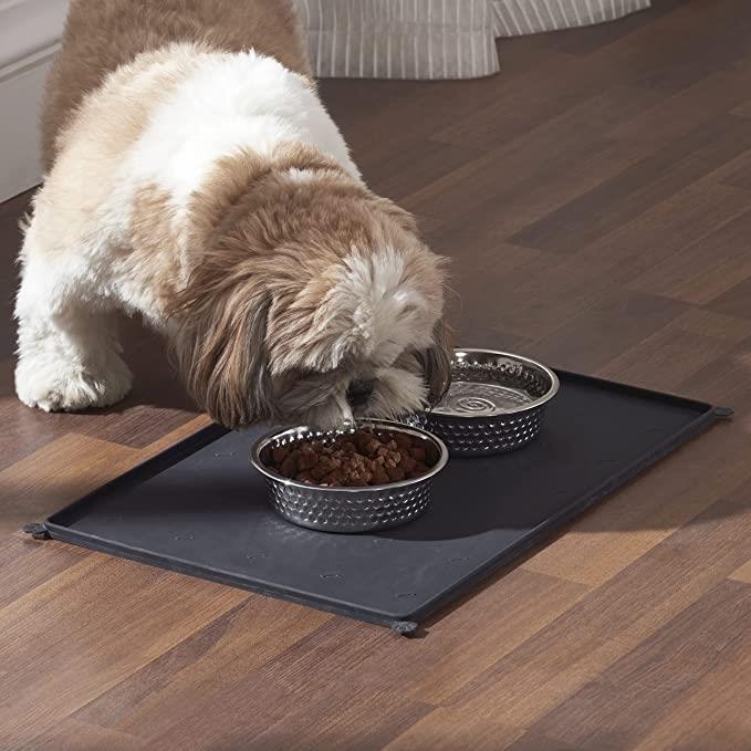 Feeding Mat with 2 Pet Bowls