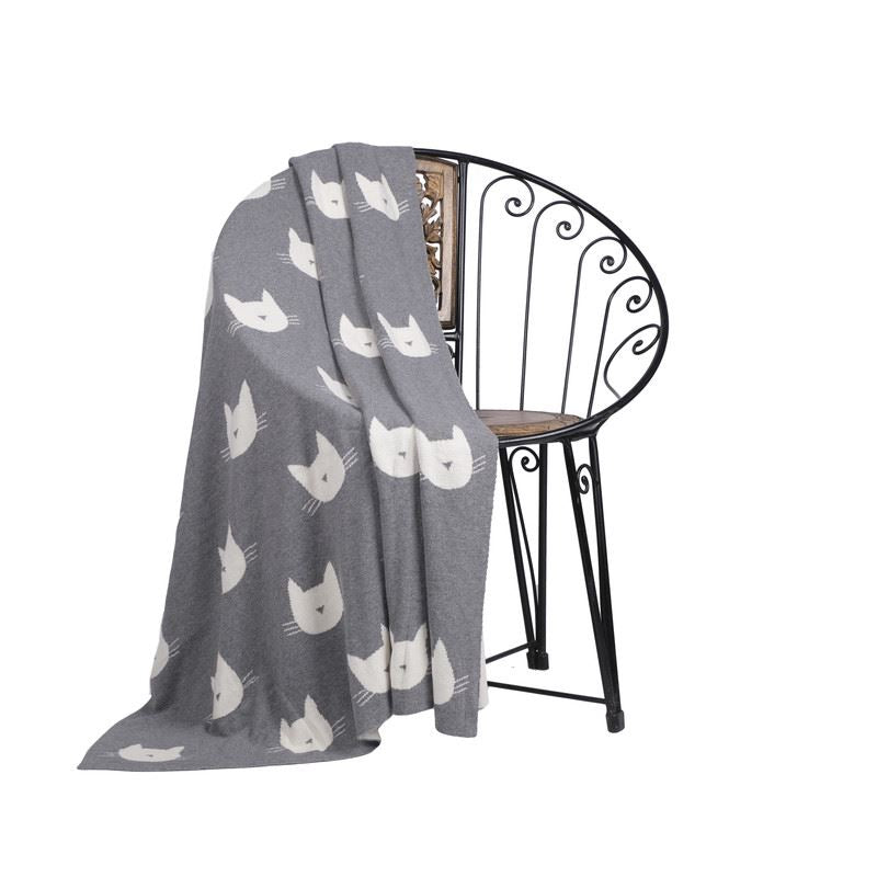 Pet Design Throw Blanket - Pure Cotton Knitted