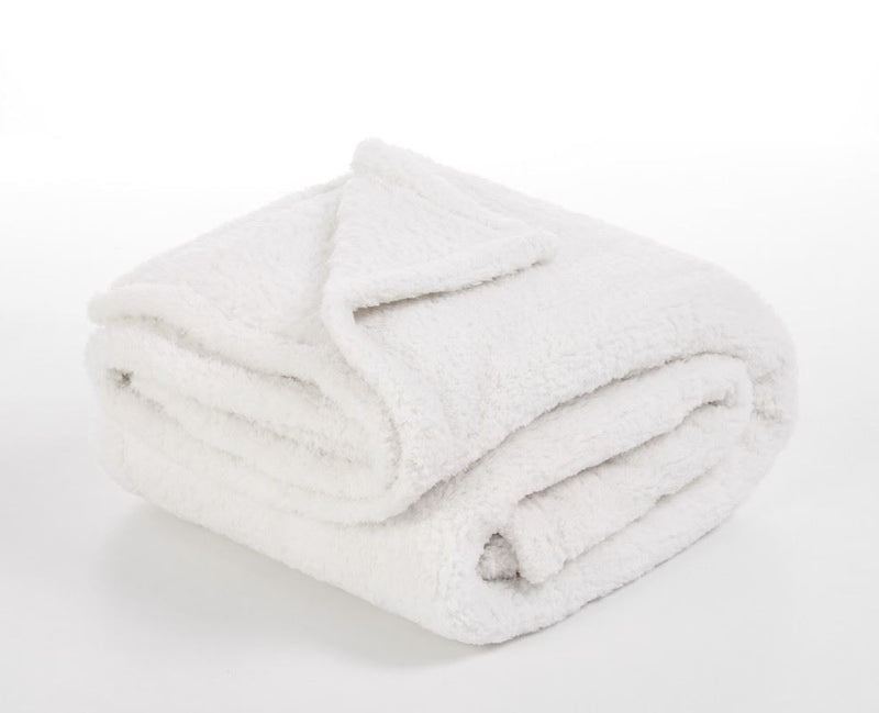 Solid Sherpa Blanket - Ultra Soft Warm & Fluffy - Size - Double