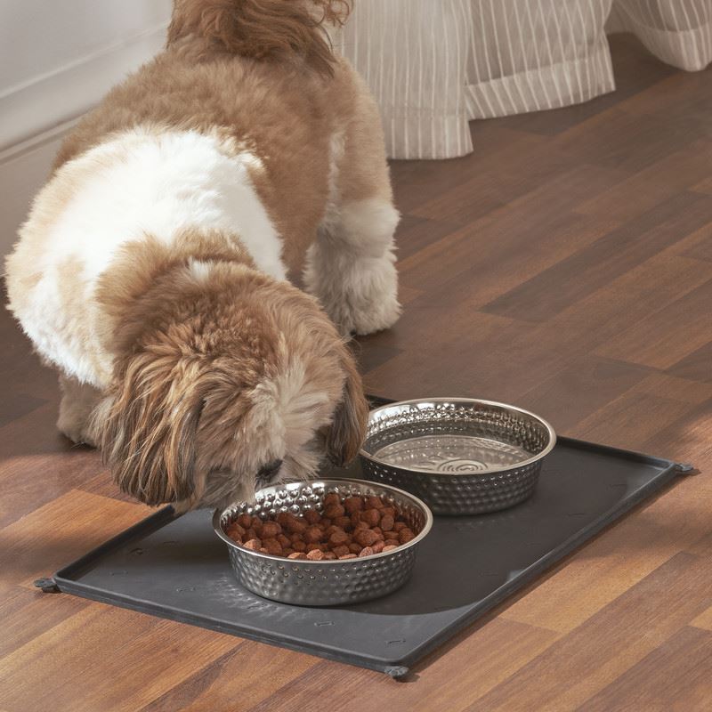 Feeding Mat with 2 Pet Bowls