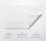 Bath Mats - Set of 2 - Diamond Design - Non Slip Microfibre Plush Soft