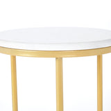 Nesting Coffee Side Tables - Round shaped Marble Top with Steel Frame