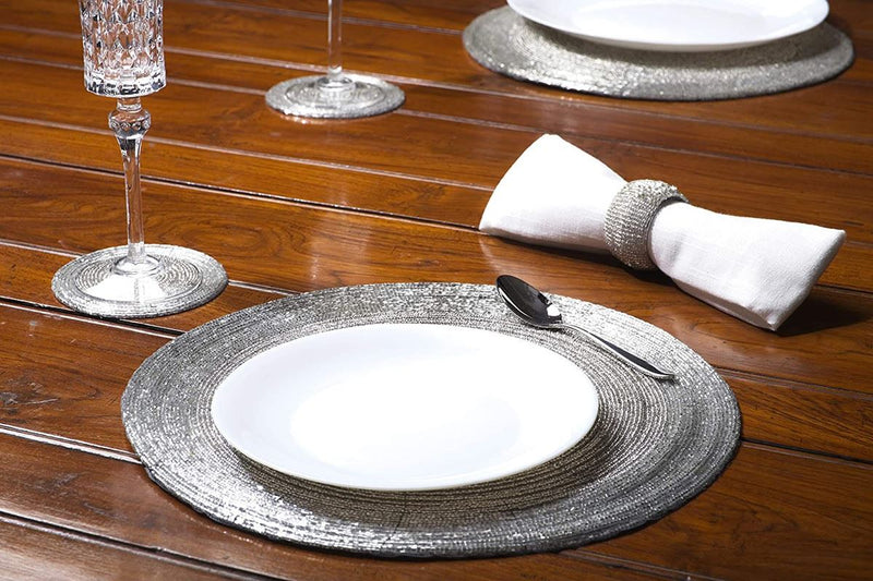 Tischsets, Untersetzer und Serviettenringe im Set – handgefertigte Glasperlen